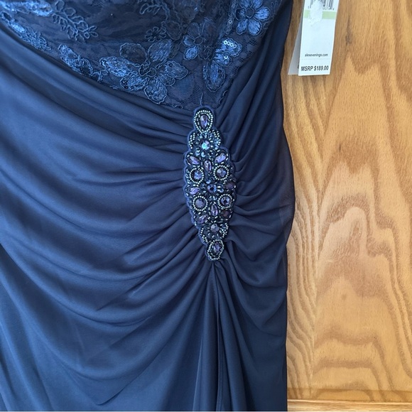 NWT Alex Evenings Navy Blue Lace Dress - Picture 3 of 6